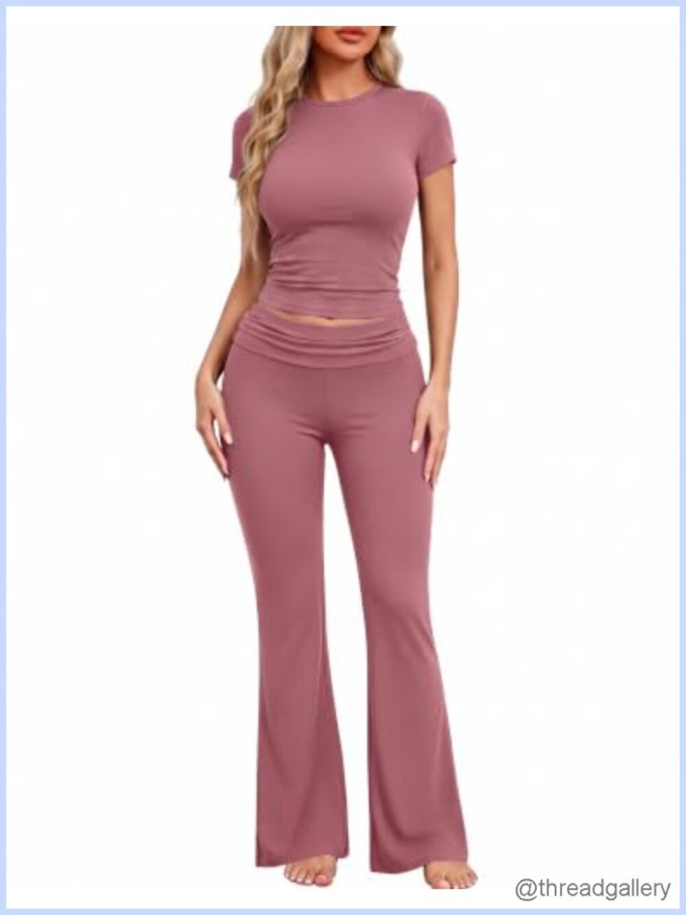 Two-Piece Pajama Set Crop Top Flare Pants Loungewear